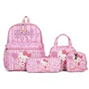 4pcs Sanrio hello kitty kuromi school bag cartoon backpack student backpack fashion cartoon pencil case shoulder messenger bag 3