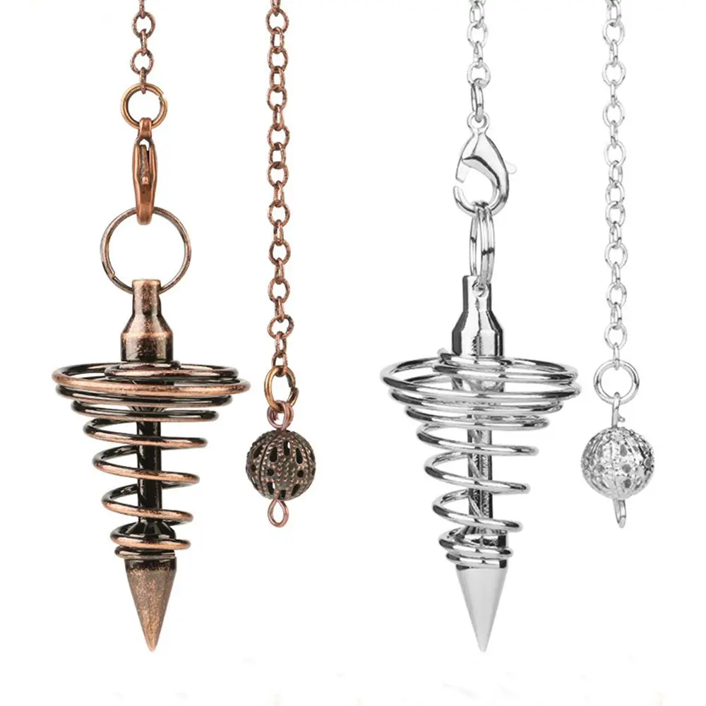 Metal Pendulum Pendulo Radiestesia Pendulums for Dowsing Spiral Cone Antique Gold Silver Color Pyramid Pendule Reiki - Image 2