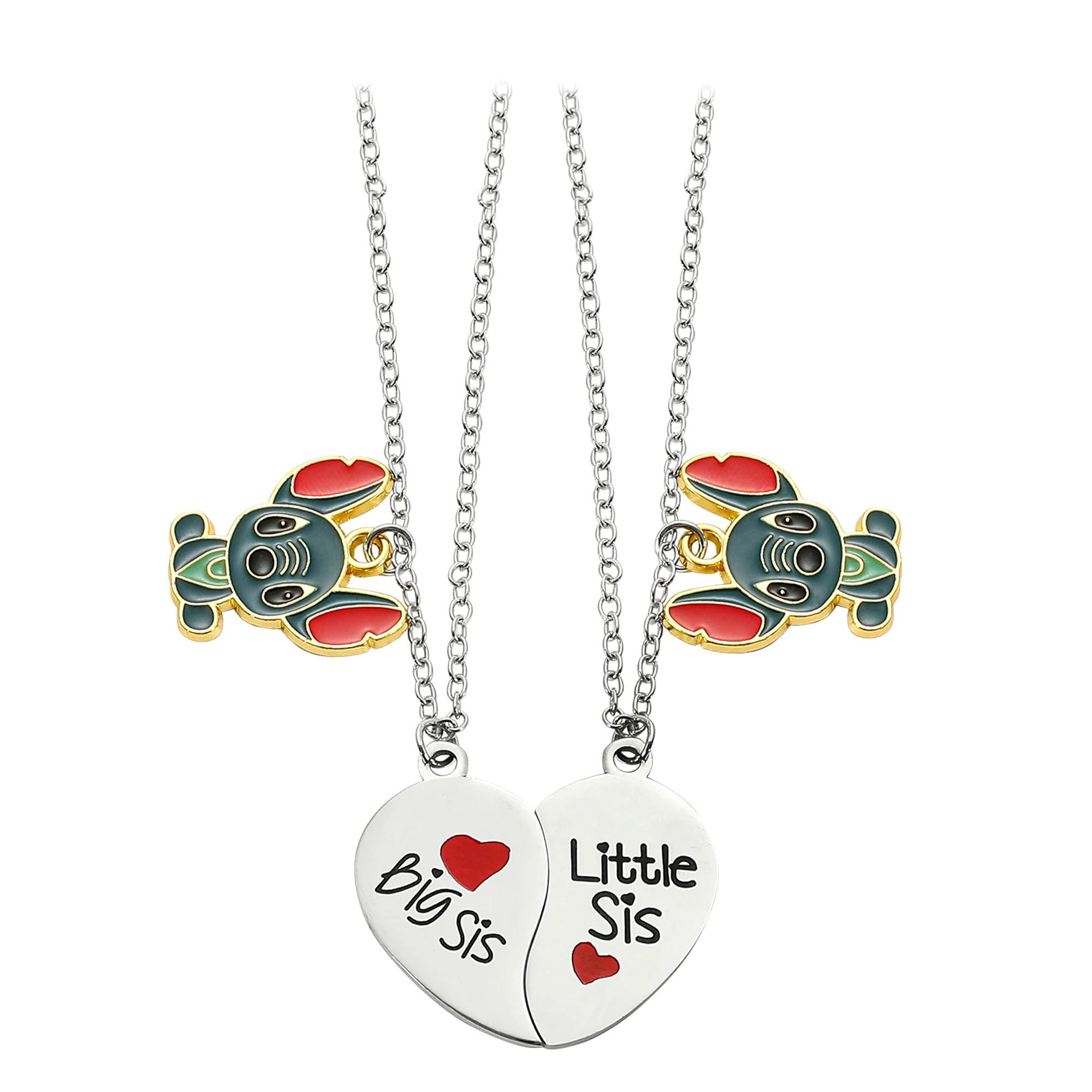 2Pcs Set Charm Big Sister Little Sisters Matching Necklaces Best Friends Necklaces for Lilo and Stitch