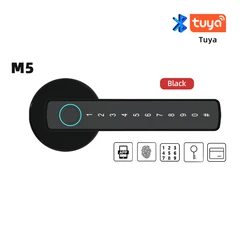 Smart Fingerprint Door Lock with Multiple Unlock Options and App Integration (M5 Black)