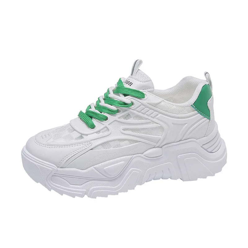 

Кроссовки женские сетчатые, толстая подошва, повседневная обувь на платформе, белые, осень 2024