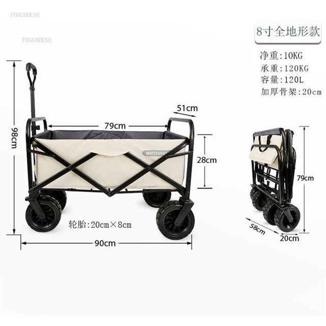 Modern Kerti Kocsik Kültéri Kemping Hordozható Összecsukható Kocsi Kerekekkel Piknik Kempingkocsik Kis Bevásárló - Image 5