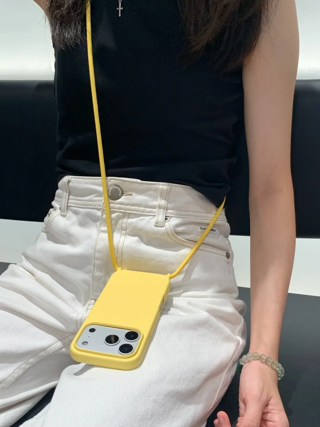 Crossbody Liquid Silicone Shockproof Phone Case with Soft Matte Cover and Lanyard Strap
