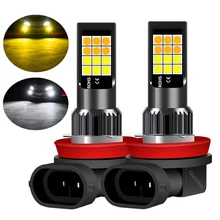 

2Pcs Dual Colors H11 H8 9006 HB4 881 H27 High Quality 3030 LED Auto Fog Lamp Car Anti Fog Light Bulb Foglamps Yellow White
