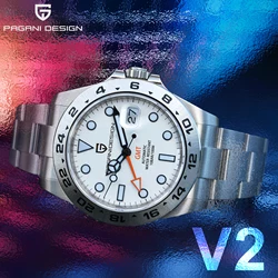 PAGANI DESIGN 2023 GMT Automatic Men's Auto Mechanical Watch Stainless Steel Adventure Military Waterproof Explore Reloj Hombre