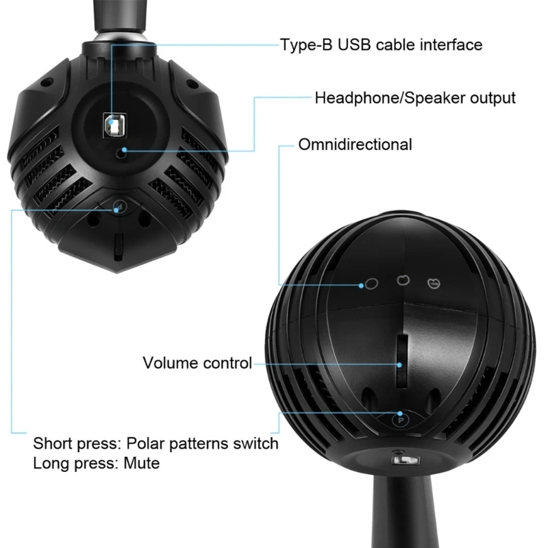 화상 회의에 완벽한 솔리드 USB 컴퓨터 마이크 콘덴서 마이크 드롭 배송