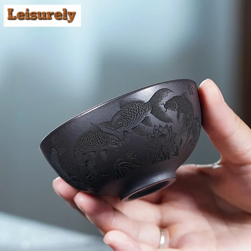 140ml Yixing Zisha "year After Year Of Abundance" Teacup Elegant Tea Bowl Jug Tea-tasting Personal Cup Chazhan Master Cups Cha