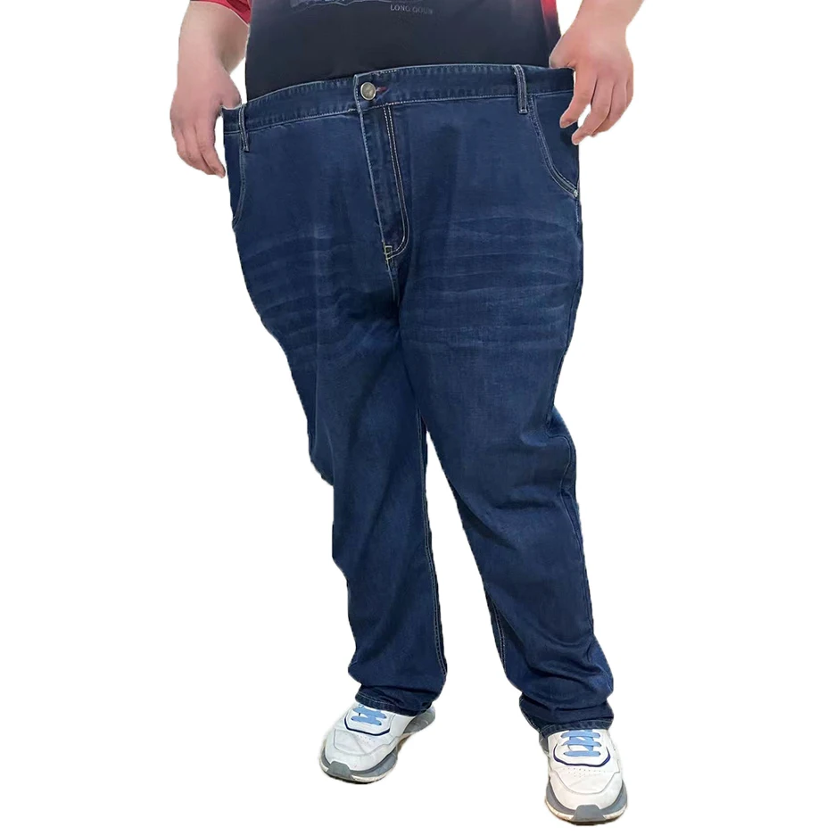 

High Waisted High-stretch Dark blue Extra Large Plus size stretch panties for men 52-58 # oversized fat people jeans Trousers