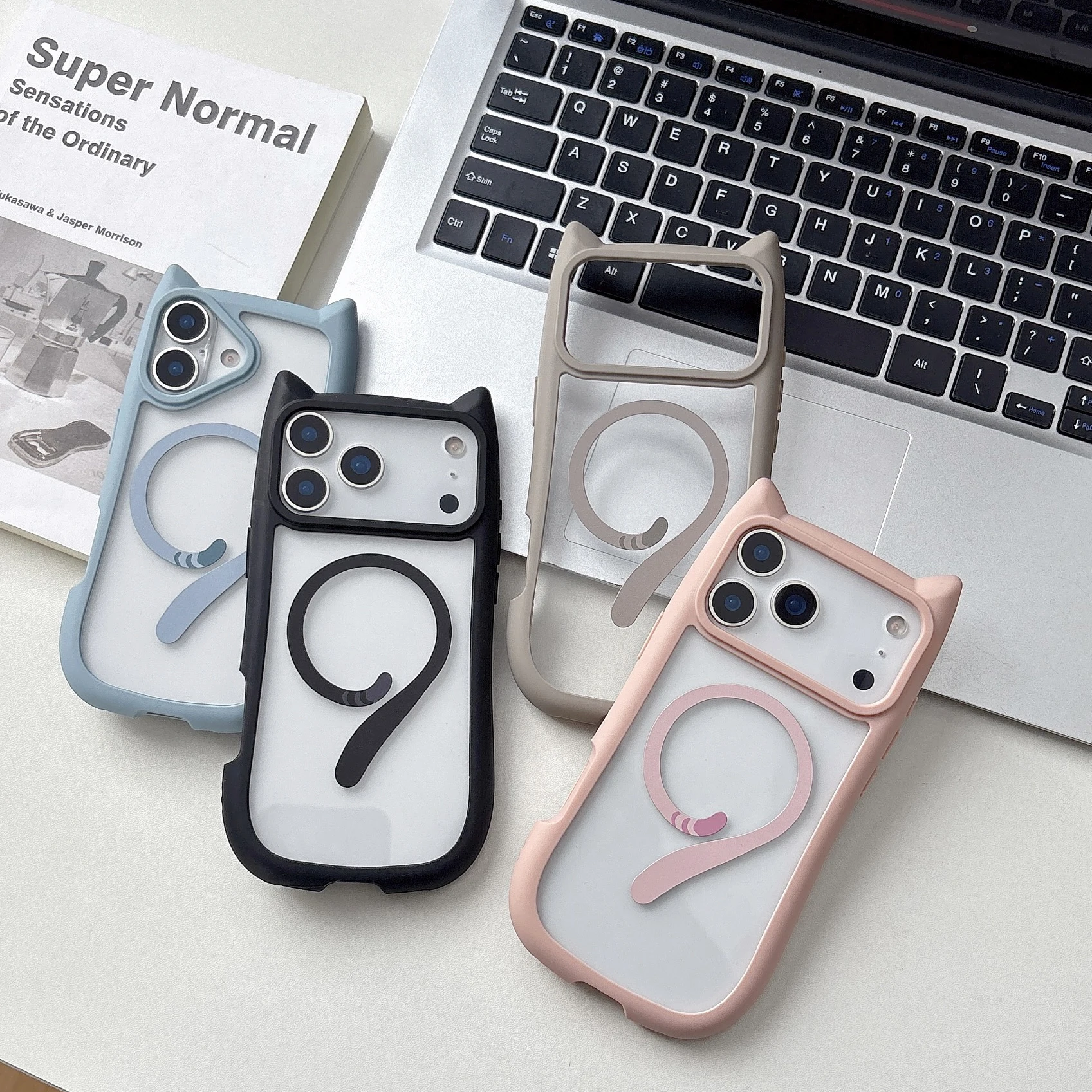 Magnetic Magsafe Case For iPhone 16e Lovely Cat Ear Cover For iPhone 16 17 Pro Max 15 Pro Transparent Hard Shockroof Phone Shell