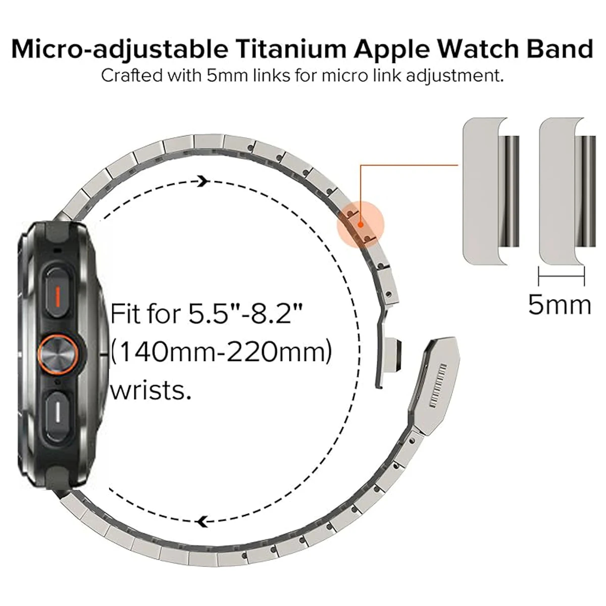 Luxury Stainless Steel and Titanium Magnetic Loop Wristband