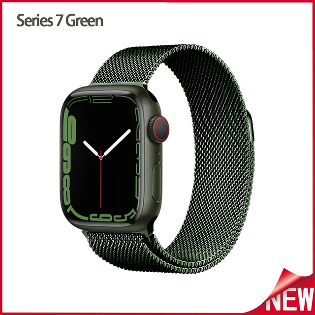 Metal Milanese loop Strap For Apple watch band 7 45mm 44mm 40mm iWatch Series 42mm38mm stainless steel bracelet magnetic 3456 se Series 7 Dark green