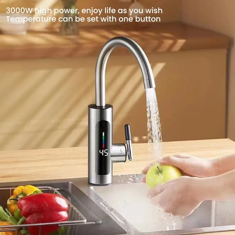 3000W 220V Electric Kitchen Water Heater Tap Instant Hot stainless steel Water Faucet Heater Cold Heating Faucet Water Heater 3