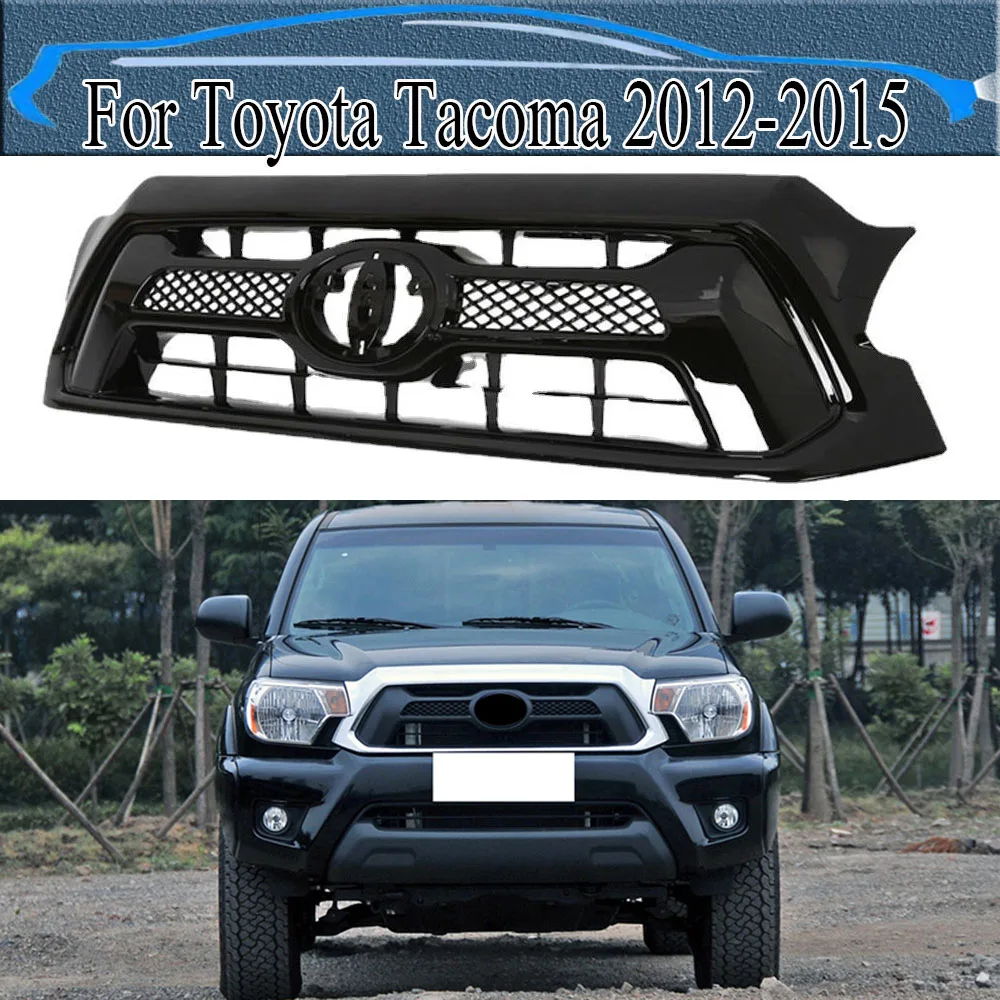 

Racing Grille Grills Mesh Front Bumper Grilles ABS Gloss Black Radiator Trim Cover Modified For Toyota Tacoma 2012-2015
