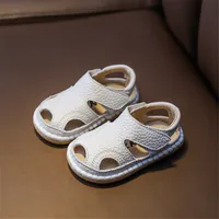 2024 New Summer Baby Shoes Genuine Leather Closed Toe First Walker Soft Sole Cut-outs Fashion Baby Girls Boys Sandals 3