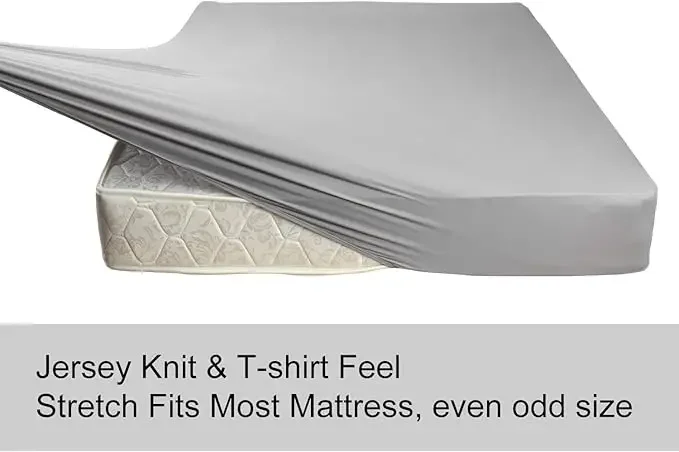 Fitted Sheet Only Jersey Knit, Cozy T-Shirt Soft, Wrinkle Free, Snug Fit & Stay in Place, No More Slipping Off for Mattress 3
