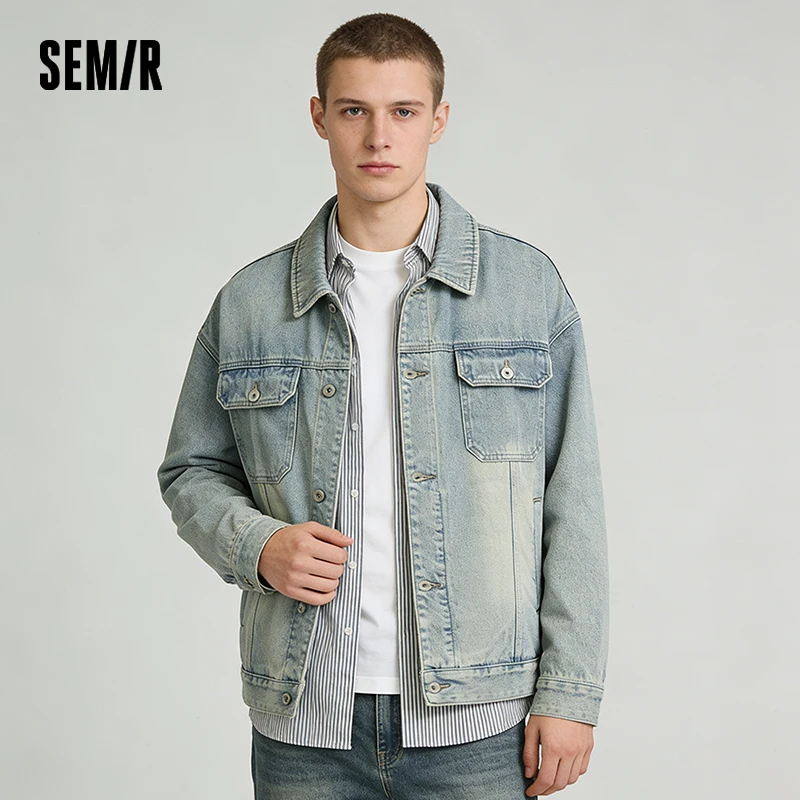 Semir Workwear Denim Jacket Retro Style Soft Texture Men Spring Casual Fashion Trend Comfortable Loose Fit StreetStyle New 2026