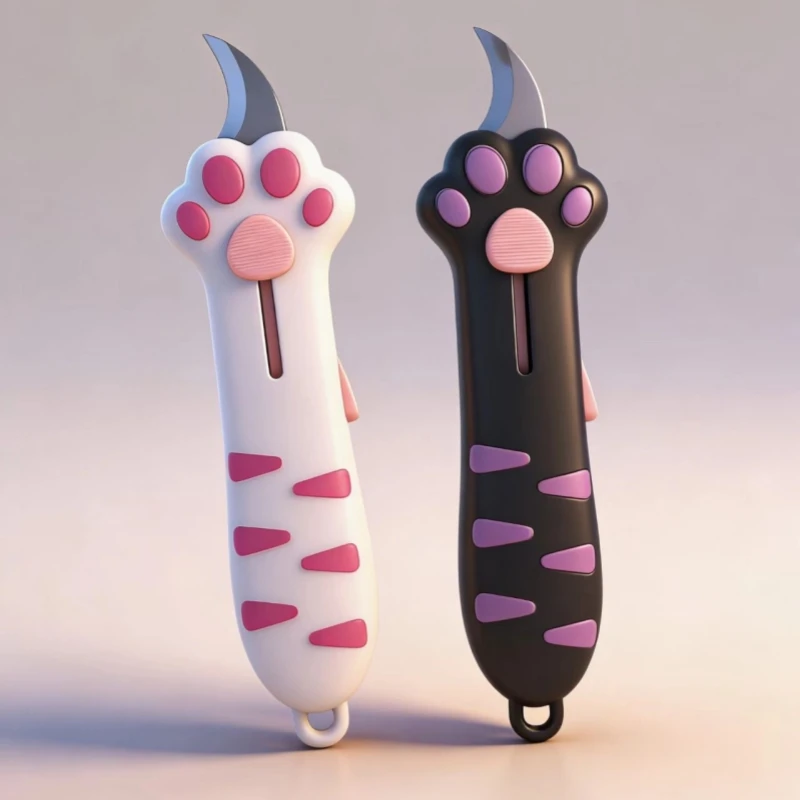 휴대용 접이식 칼 귀여운 고양이 발톱 디자인 수공예 사무용 포장용 공예 애호가를 위한 이상적인 선물