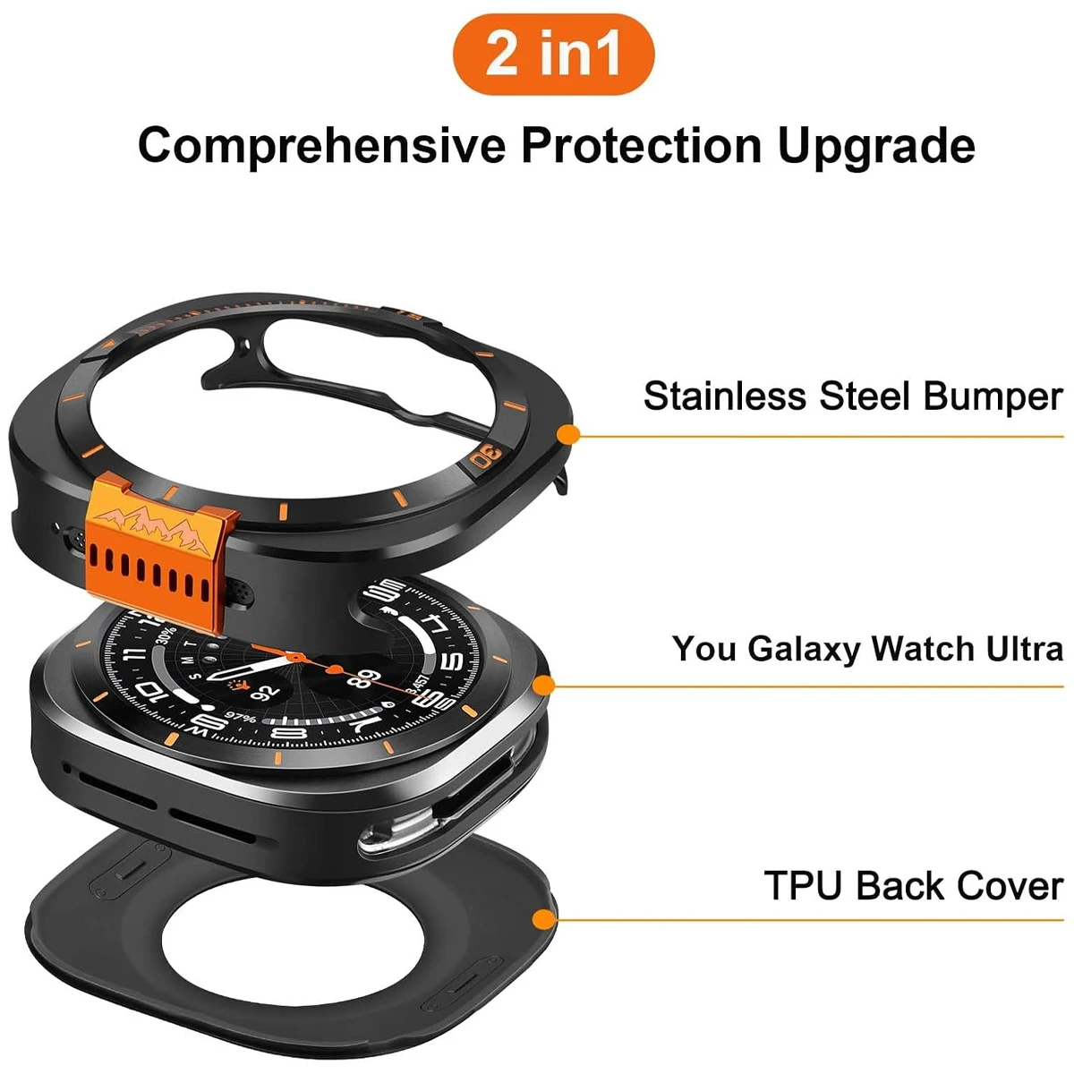 Premium Metal Protective Alloy Case for Galaxy Watch 47mm - Ultra Durable Bumper Cover