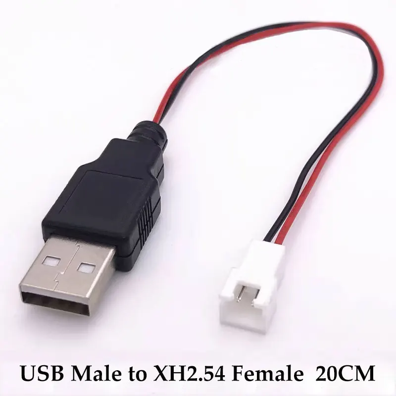 USB To DC Cable JCD USB Male And Female Head to XH2.54-2P Terminal Wire 2-Core Power Supply Cable USB Socket to PH2.0 Terminal Adapter Cable