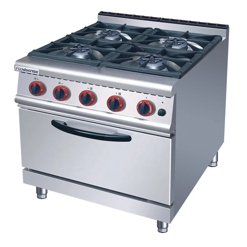 

Commercial Kitchen 4 Burner Freestanding Gas Stove With Oven, Industrial Lpg Burner Cooker Gas Stove