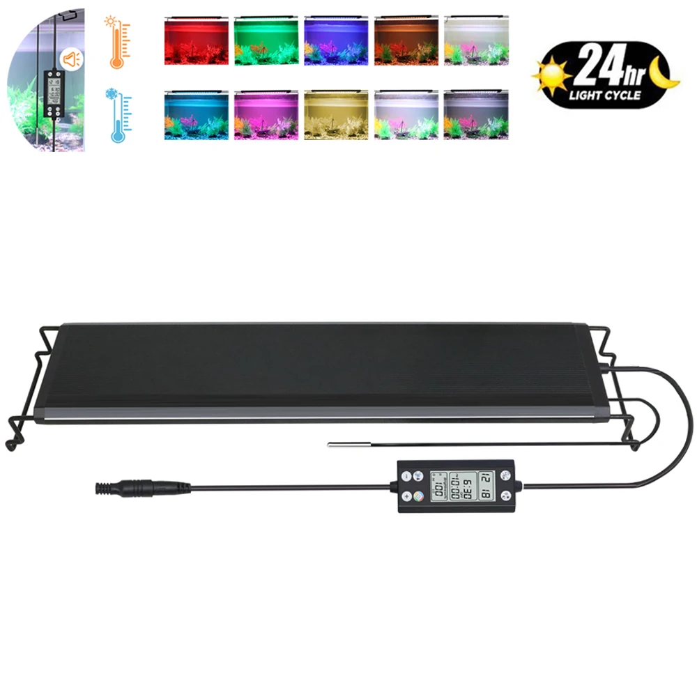 

30-60cm Aquarium 24/7 Full Spectrum Lighting LED Light With Thermometer And Memory Function Fish Tank Plant Lamp IP68 100V-240V