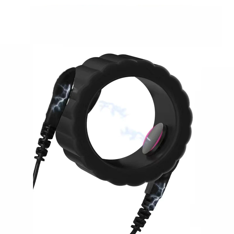 Electro Shock Silicone Penis Ring Bdsm Electric Stimulate Scrotal restraint Massage Cock Cage Masturbation Sex Toys For Men Gay