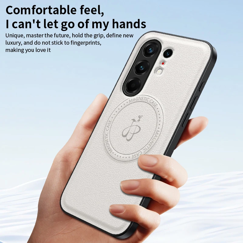 Premium PU Leather Wireless Charging Magnetic Case – Fusion Protective Hard Back Shell Coque
