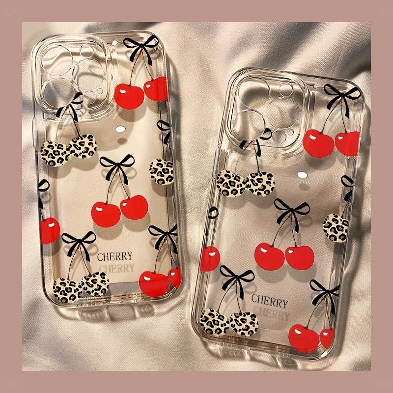 Leopard Cherry Clear TPU Phone Case