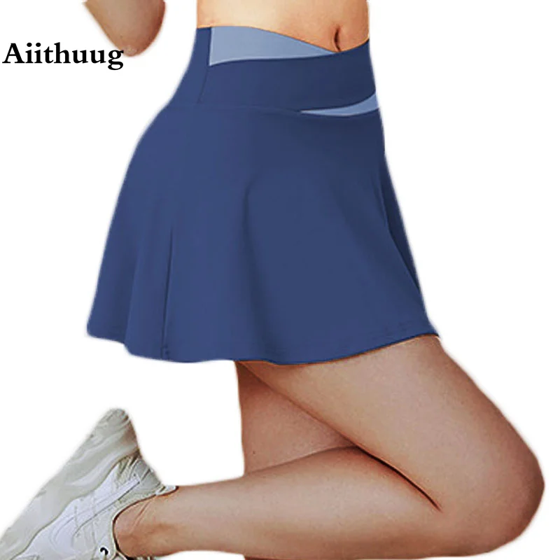 Aiithuug Falda plisada de cintura entrecruzada, falda de tenis con