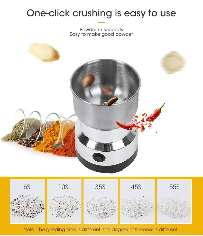 Description Picture 5 of itemStainless Steel Electric Coffee Bean Grinder Nut Seed Herb Grind Spice Crusher Mill Blender With 4 Blades