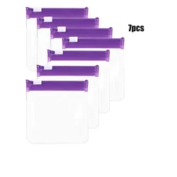 7 - Piece Reusable Zippered Pill Pouch Set - Colorful Self - Sealing Translucent Medicine Organizers (Purple 7pcs)