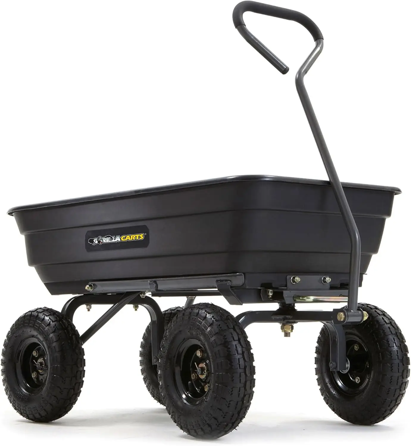 Garden Dump Cart with Easy to Assemble Steel Frame, Camping Beach Wagon w/Quick Release System, 600 Pound Capacity