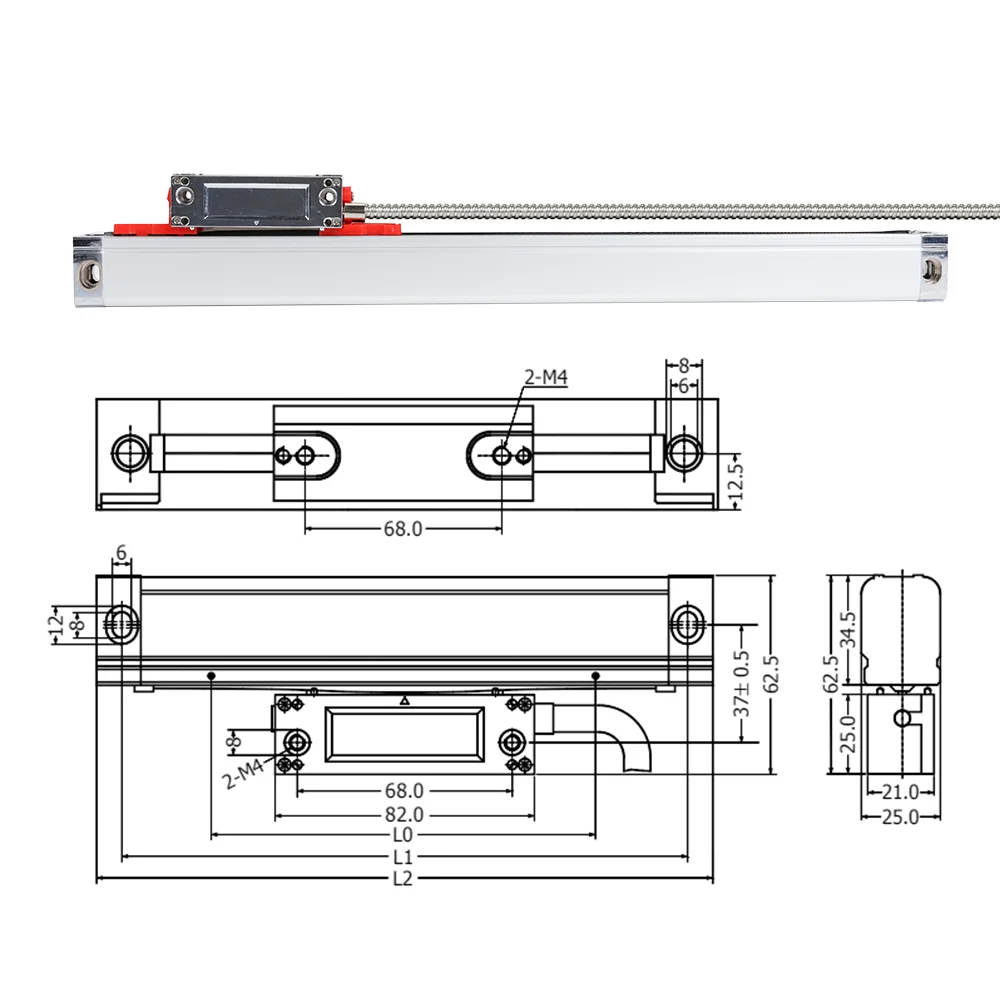 Yhsino Sds 2Ms Sds 3Ms Sino Dro Lineaire Weegschalen Digitale Uitlezing 5u 5V Ttl 2 3 As 120Mm Tot 1020Mm Voor Machines