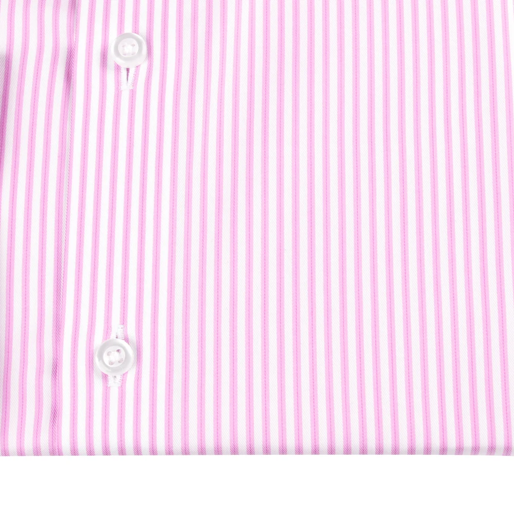 Latest Fashion Design Luxury 70s 100% Cotton Pink Pinstripe Men Shirt Custom Made Dress Shirt For Men Tailor Made Shirts Striped