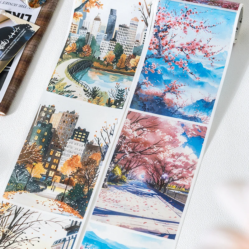 Mr. Paper, Travel Plan Series Washi Stickers Tape, Travel Landscape Decorate Washi Tape Student Hand Account Material Washi Tape 2