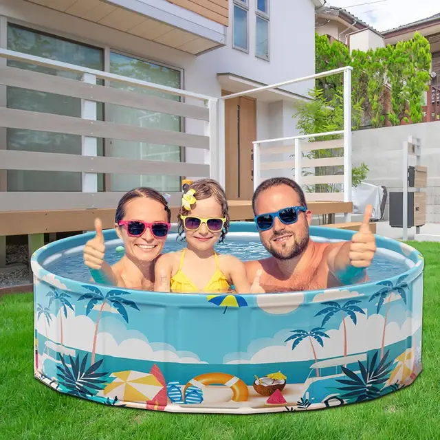 Foldable Pool For Kids Pet Puppy Foldable Swimming Pool Quick Setup Children Outdoor Fun Pets Bath Tub For Lawn Yard Patio 2