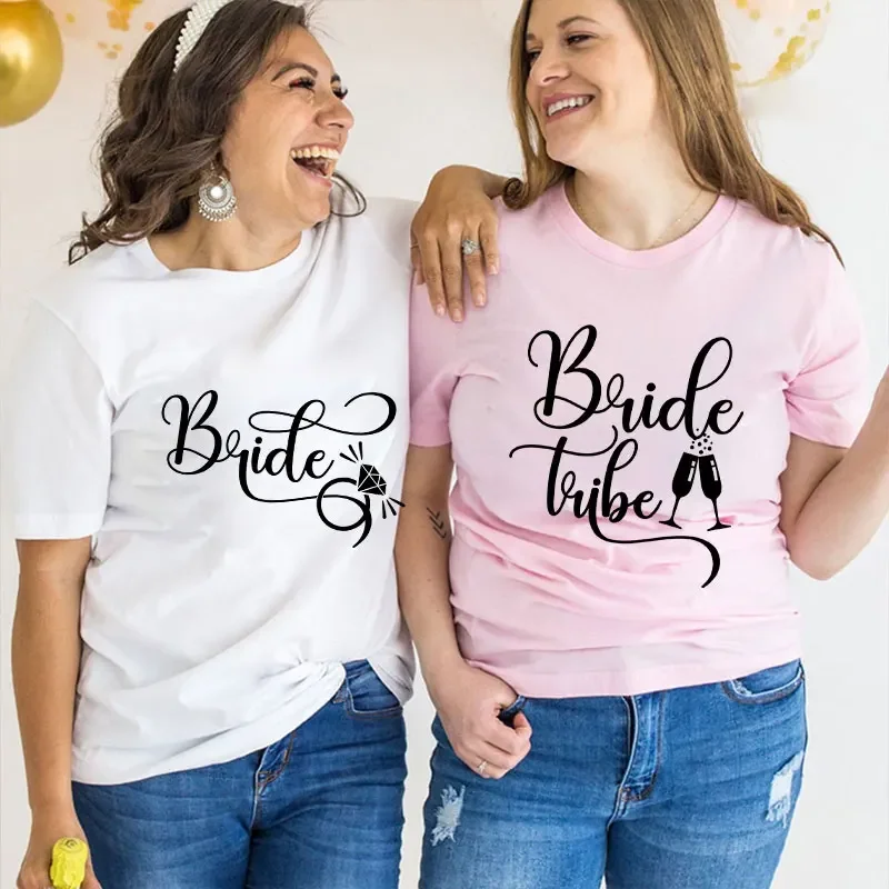 

T-Shirt Cheers Graphic Blouses Friends Bridal Wedding Engaged Tees Women cotton Hen Party Tops Short Sleeved