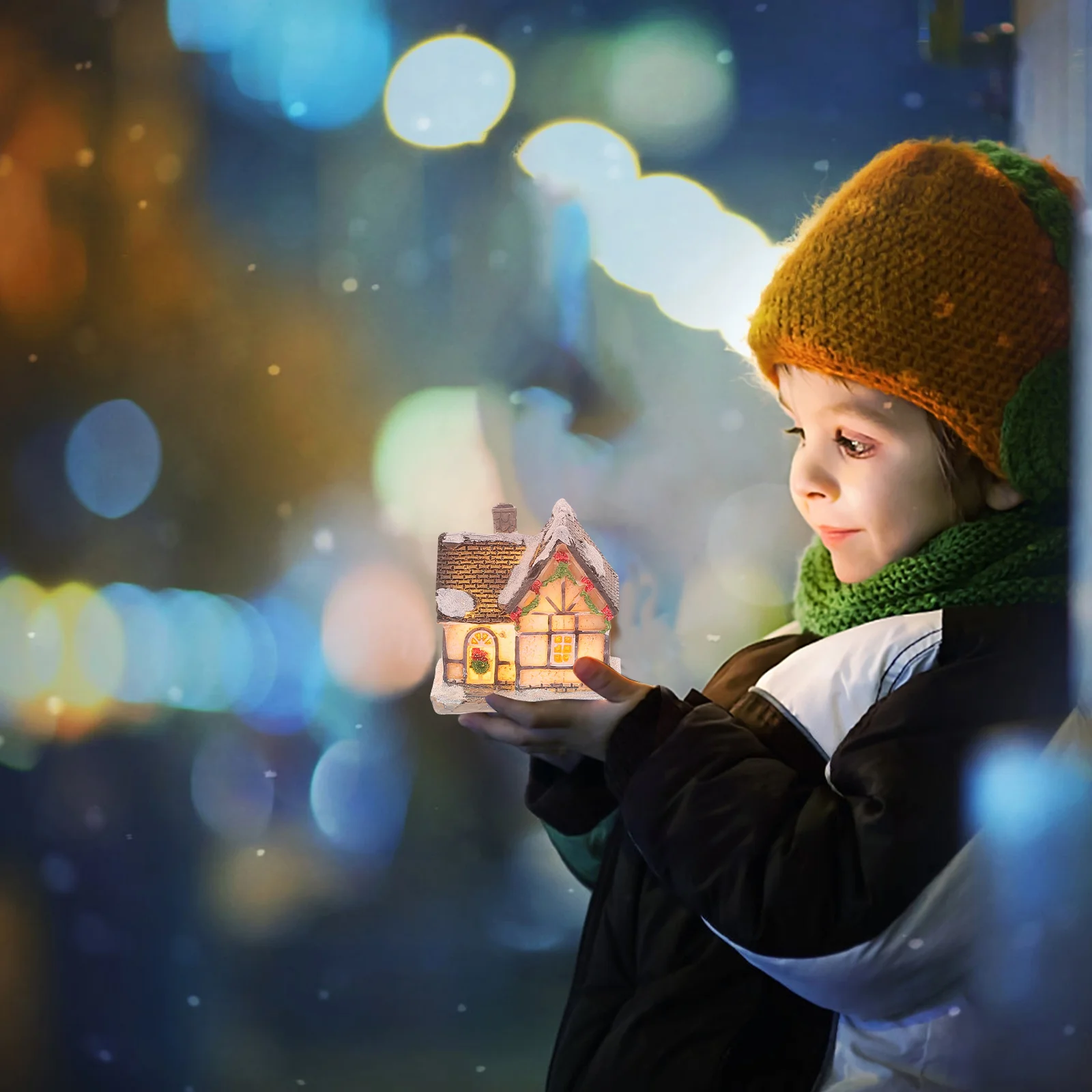 

4Pcs Luminous Resin Micro Village Houses Landscape Luminous Christmas House Ornaments