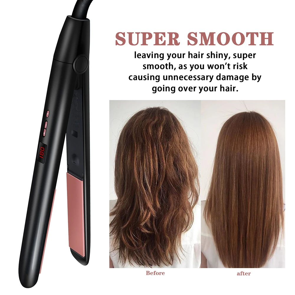 2 In 1 Hair Straightening Curling Iron Professional Hair Straightener Ceramic Flat Iron LCD