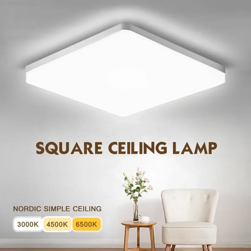 Square LED Ceiling Lights Modern Panel Ceiling Lamps Round Indoor Lighting For Bedroom Dining Living Room Kitchen Home Lustre