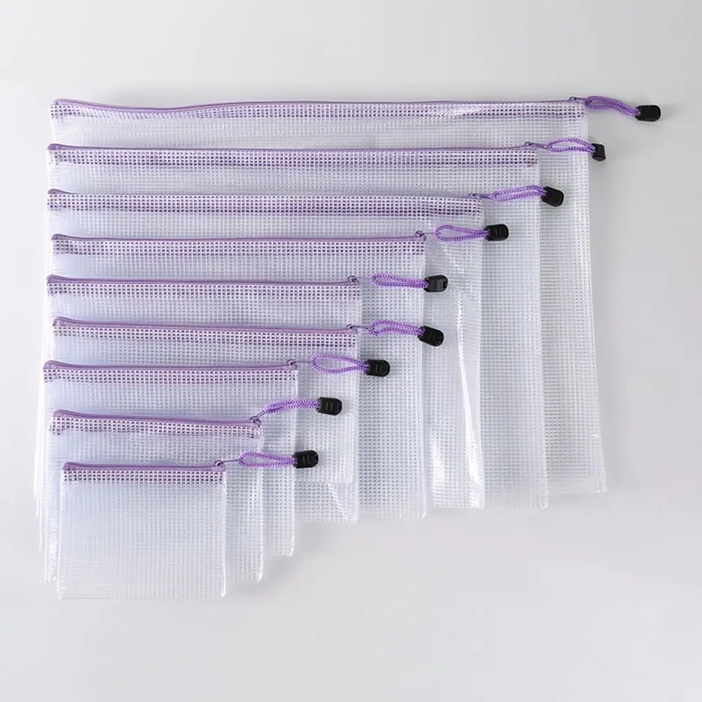 방수 플라스틱 문서 파우치 파일 정리함 대용량 보관 폴더, A3, A4, A5, A6 메쉬 지퍼 파우치, 여행 보관용