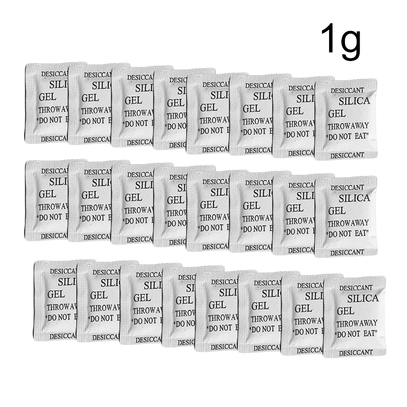 50Pcs 1g Nontoxic Silica Gel Packs Desiccant Pouches Damp Room Kitchen