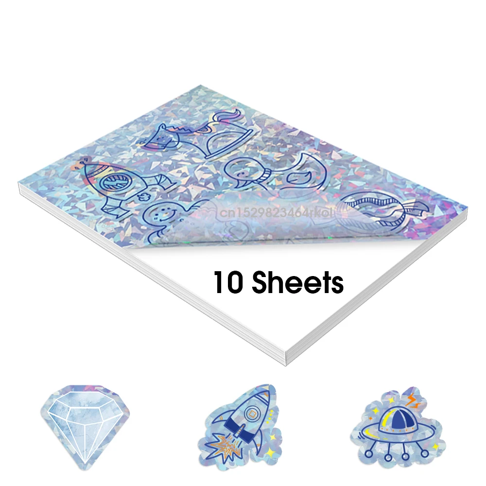Glossy Self-Adhesive Vinyl Sticker Paper - A4, Printable for DIY Crafts and Gifts (10 Sheets)