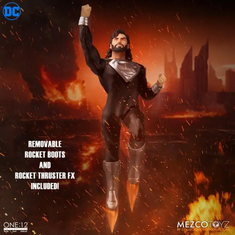 재고 오리지널 MEZCO 1/12 블랙 슈퍼맨 시리즈, 슈퍼 히어로 다크 울트라맨 풀 세트, 남성 군인 DC 액션 피규어 바디, 6 인치