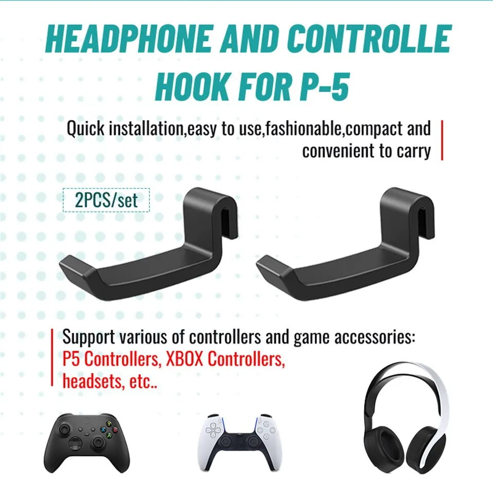 Gaming Headset Wall Mount - Sleek Headphone Hanger & Stand
