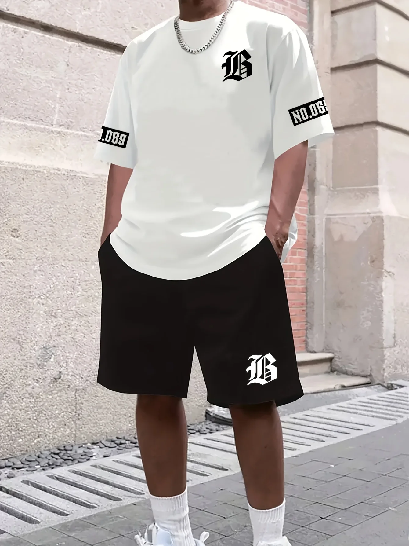 2026 Summer New Men's Short-Sleeved Set with 3D Trendy Letter Print for Casual and Street Style Comfortable and Soft