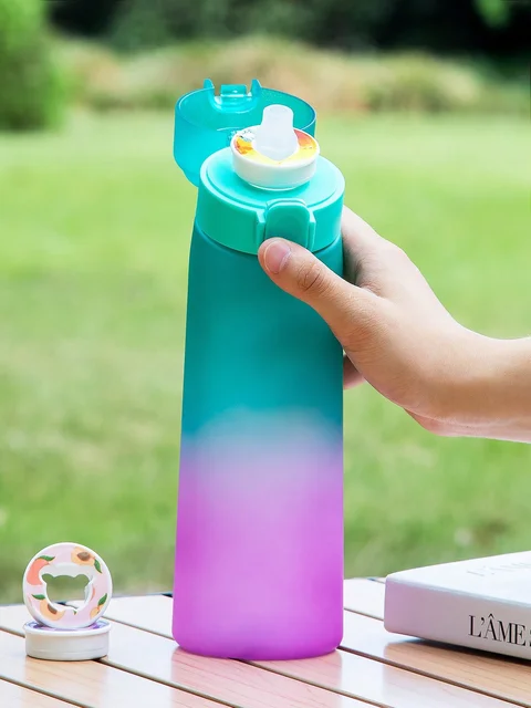 1pc Gradient Air Water Bottle With 1PC Random Bear Shape Scented Flavor Pods Drinks Bottles Outdoor 0 Sugar 0 Calorie Water Cup 5