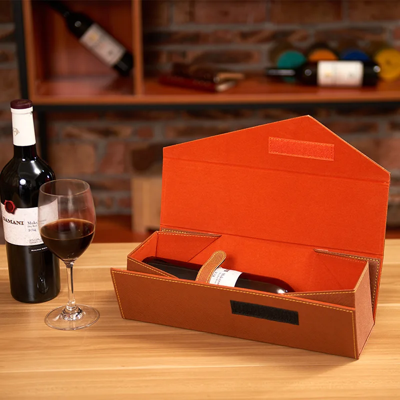 PU Leather Wine Gift Box – Red Wine Carrying Holder Storage Case, Elegant Presentation ... - SKU LWGB2241 - UGI Packaging