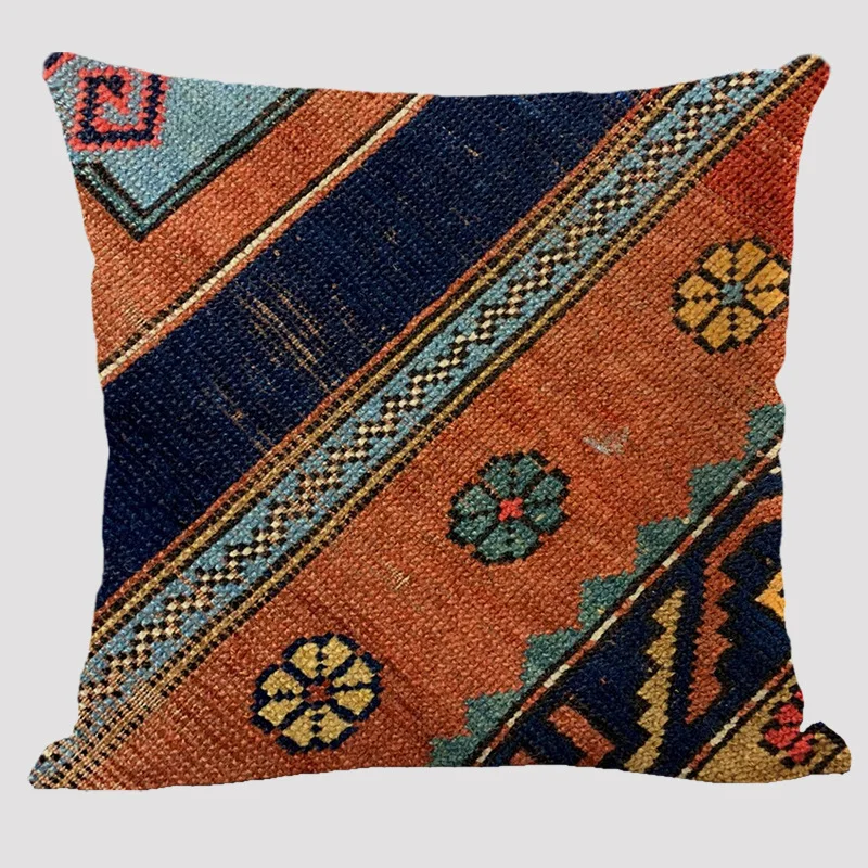 Bohemian Patterns Linen Cushions Case Multicolors Abstract Ethnic Geometry Print Decorative Pillows Case Living Room Sofa Pillow 