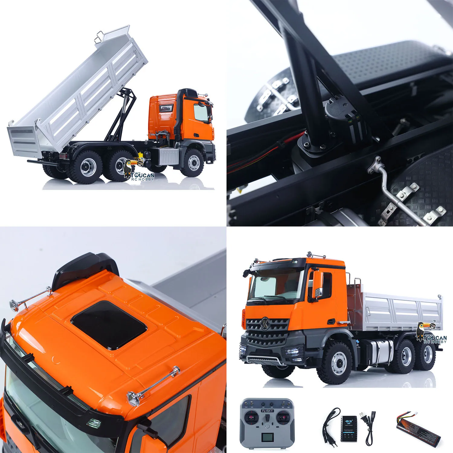 6*6 뉴 카볼라이트 5702 RC 덤프트럭 라이트 사운드 RTR 1/14 스케일 2.4G 무선 조종 자동차 덤퍼 팁퍼 자동차 모델 장난감 (성인용)